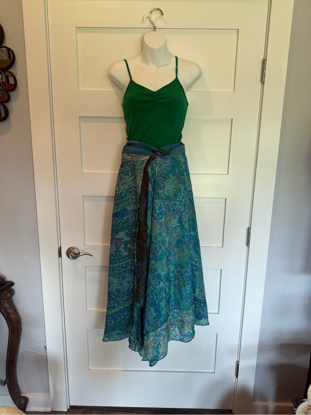 Vintage Inspired Reversible Sari Silk Wrap Maxi Skirt